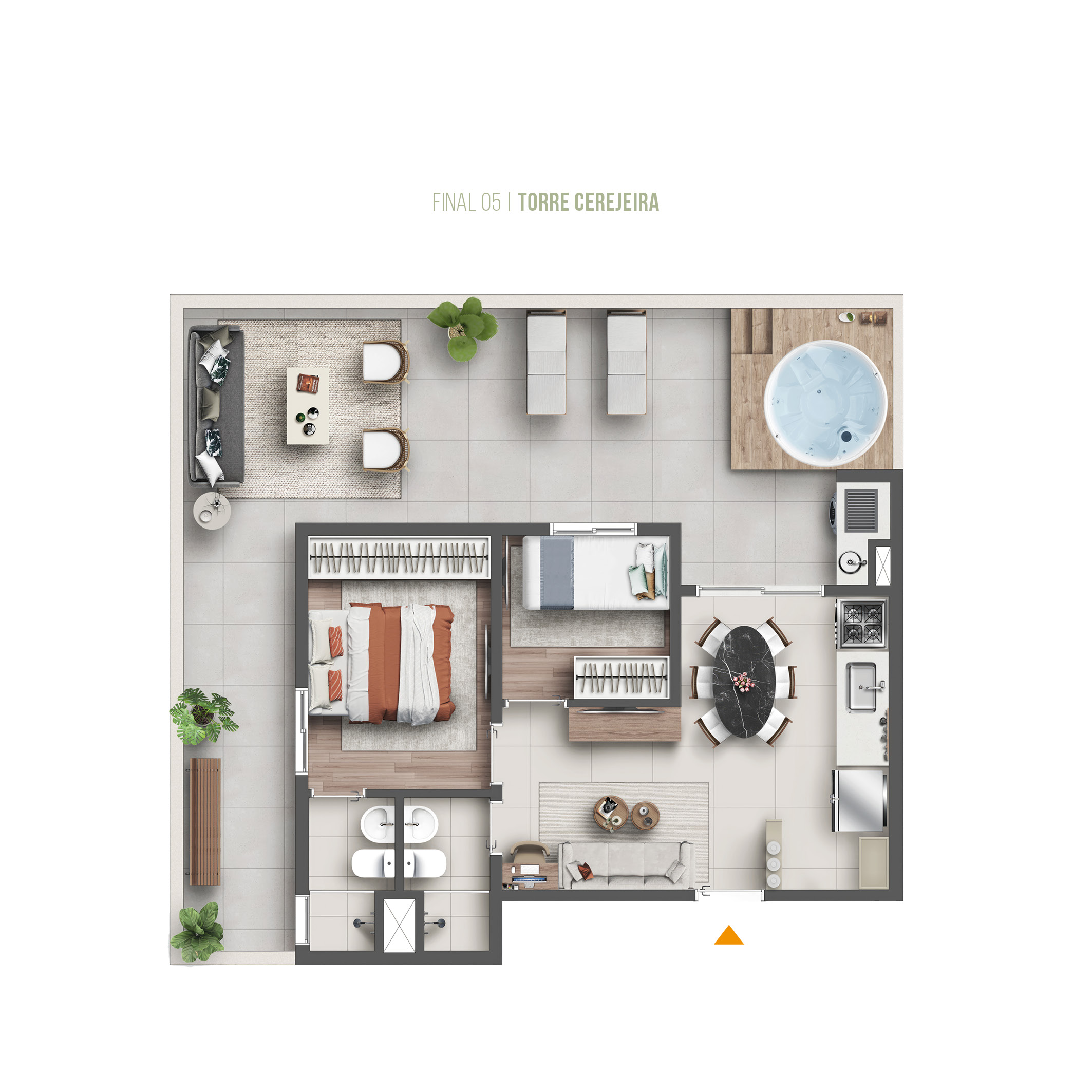 Planta Graal Parque, garden 80 m² com suíte