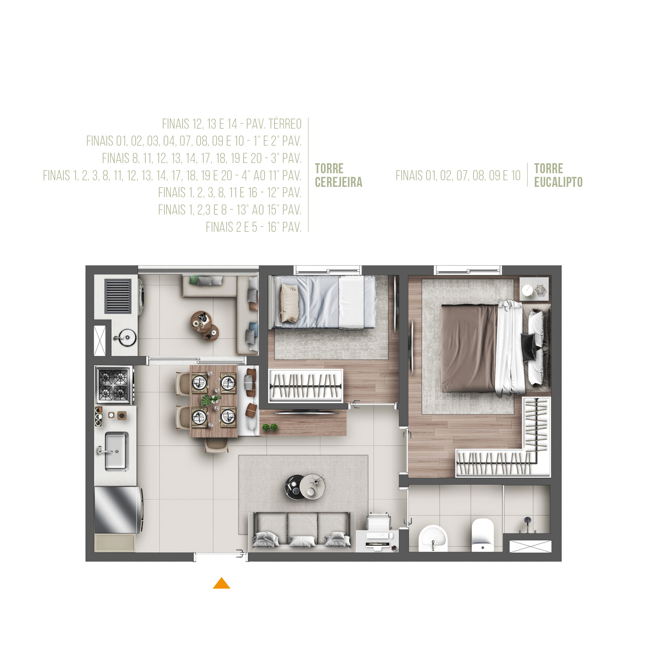 Planta Graal Parque, tipo 38 m²