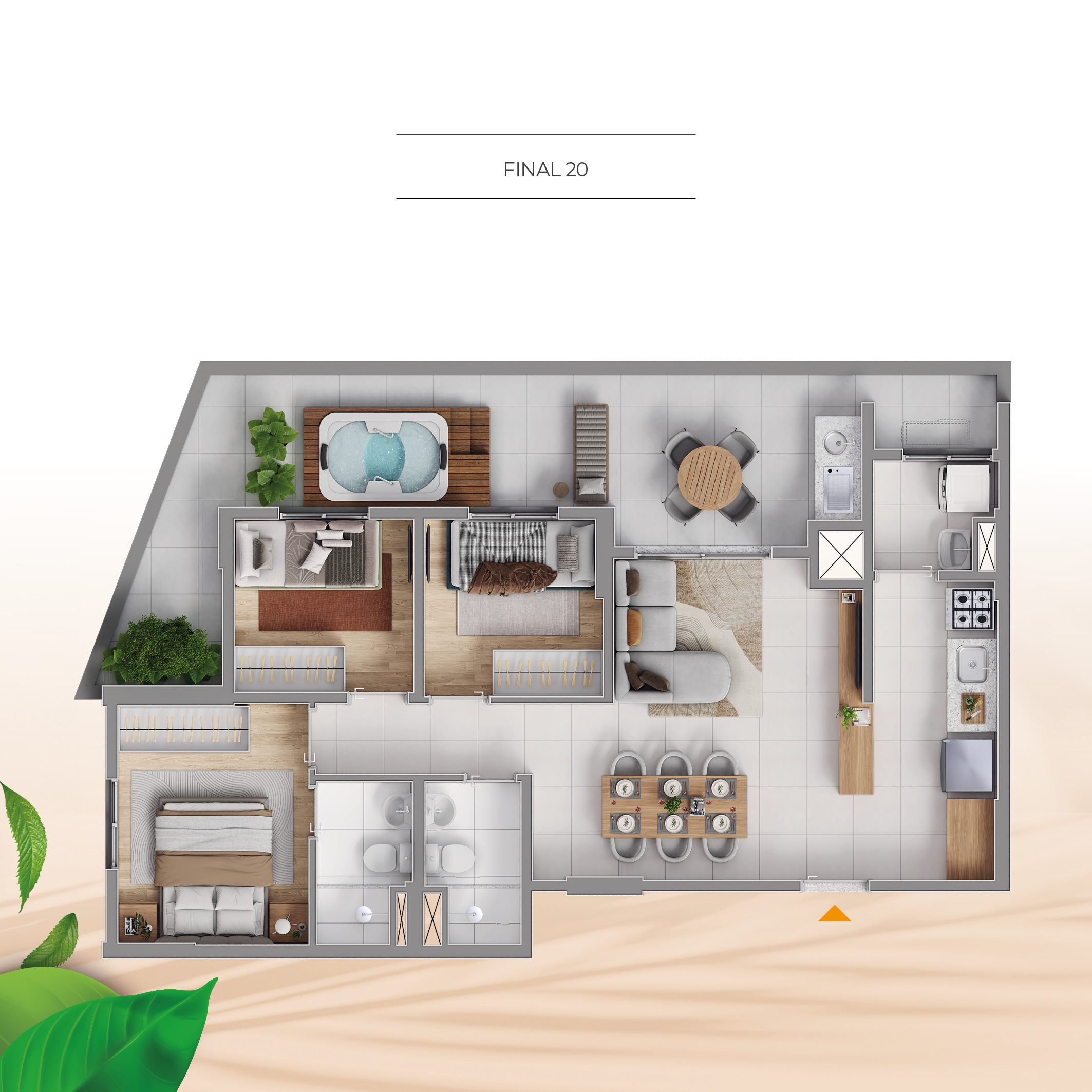 Planta Brisas da Praça Patriarca, garden 83 m² com suíte